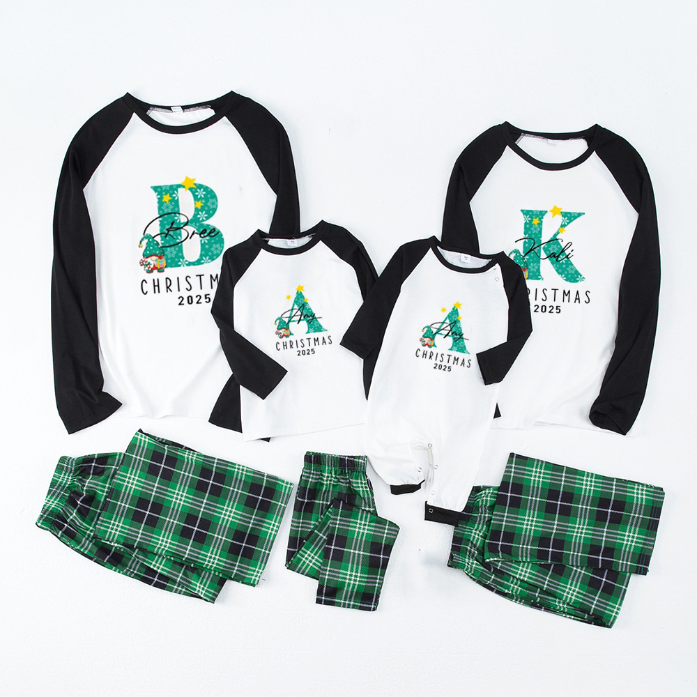 Personalized Monogrammed 2025 Family Matching Christmas Gnomes Pajamas