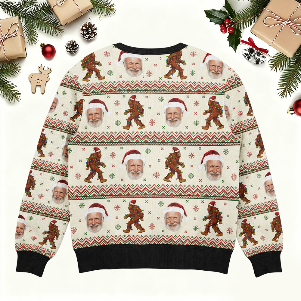 Bigfoot Custom Photo - Personalized Ugly Christmas Sweater