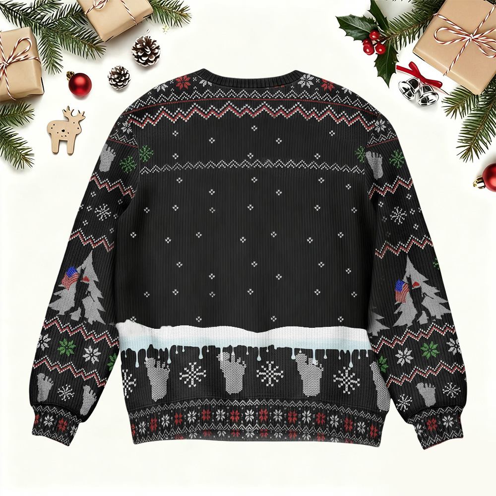 Squatching Through The Snow American Bigfoot - Personalized Ugly Sweater