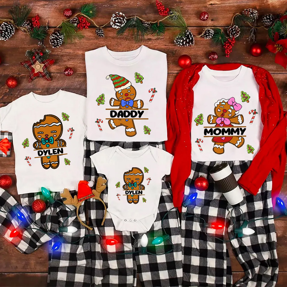 Christmas Gingerbread Man Family Matching T-Shirts