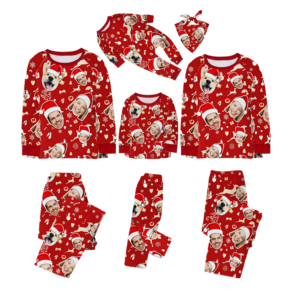 Personalized Photo Red Christmas Family Pajama Set