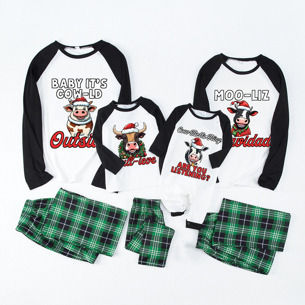 Personalized Christmas Cow Family Matching Pajama Set