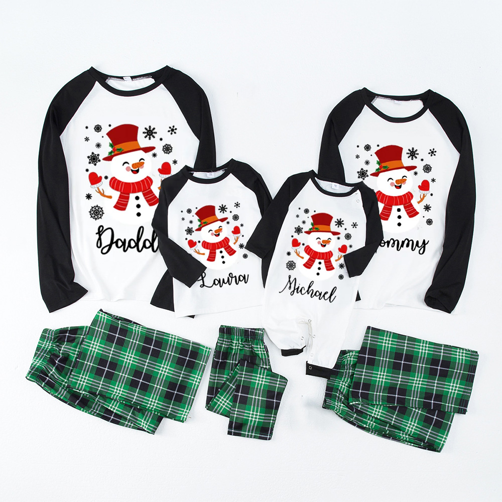 Personalized Happy Snowman Christmas Family Matching Pajama Set