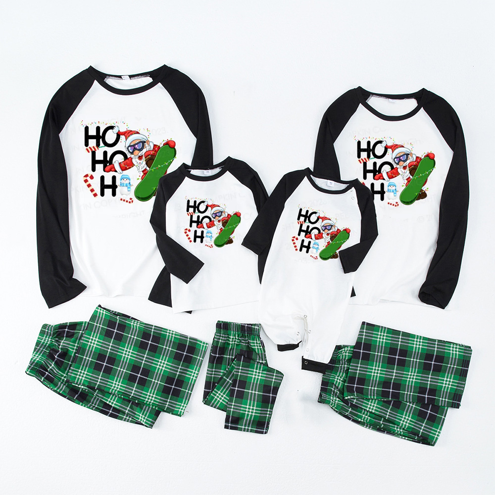 Hohoh Santa Claus Skiing Matching Pajamas For Family