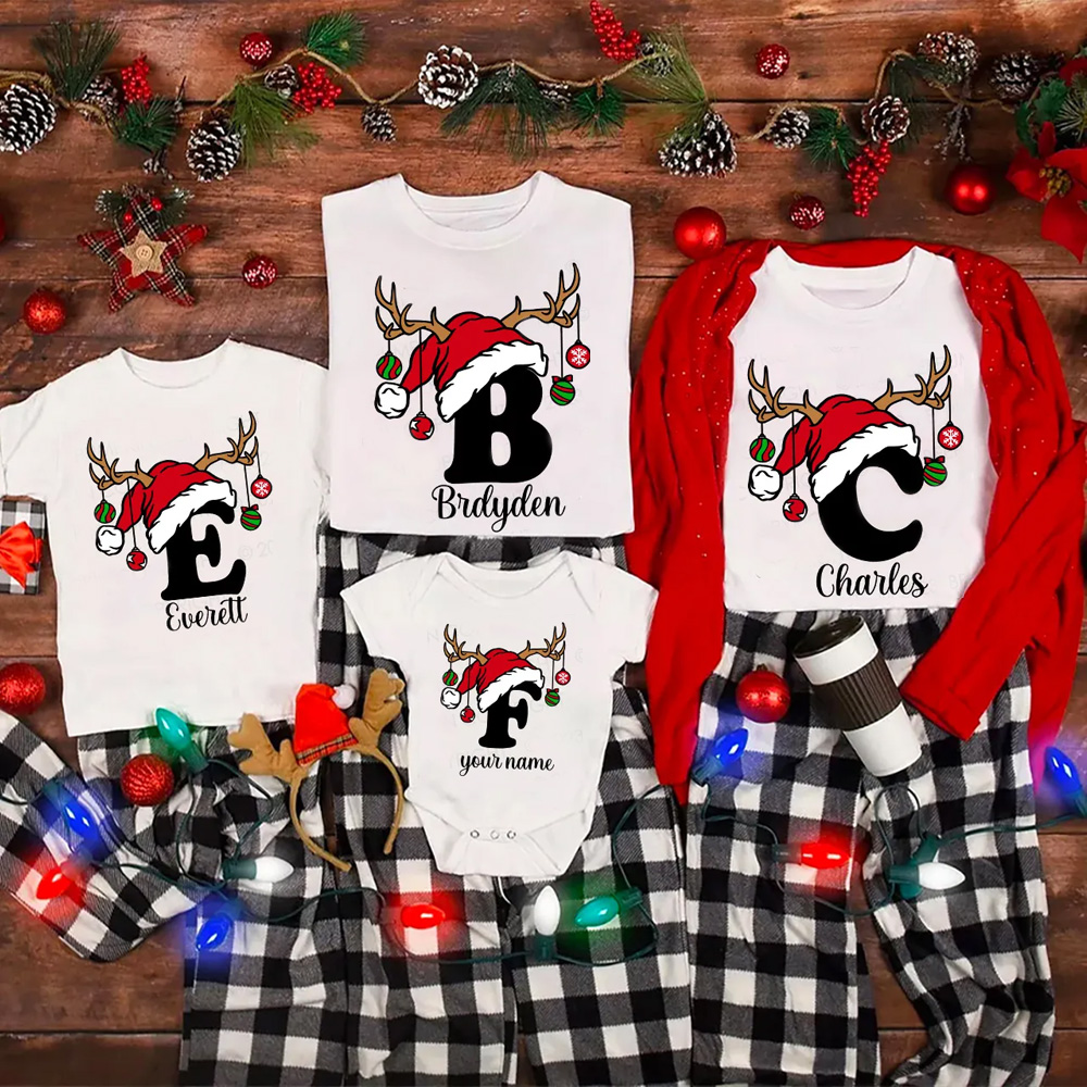 Personalized Christmas Alphabet Family Matching Shirts