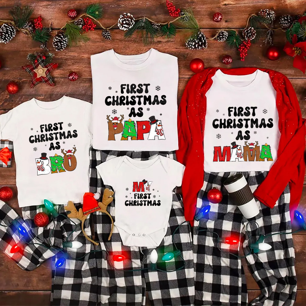 Personalized Bro It's My First Christmas Matching Family Shirt