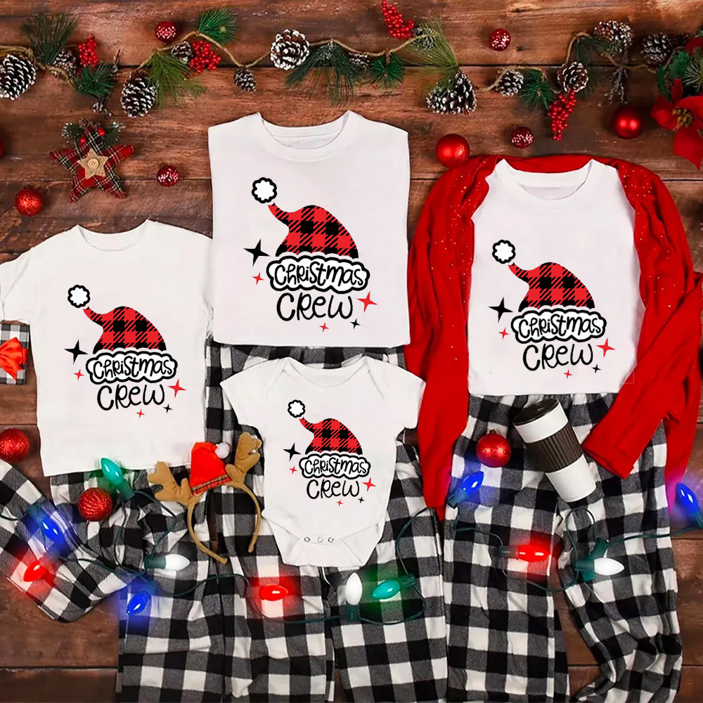 Christmas Hat Design Crew Family Shirts