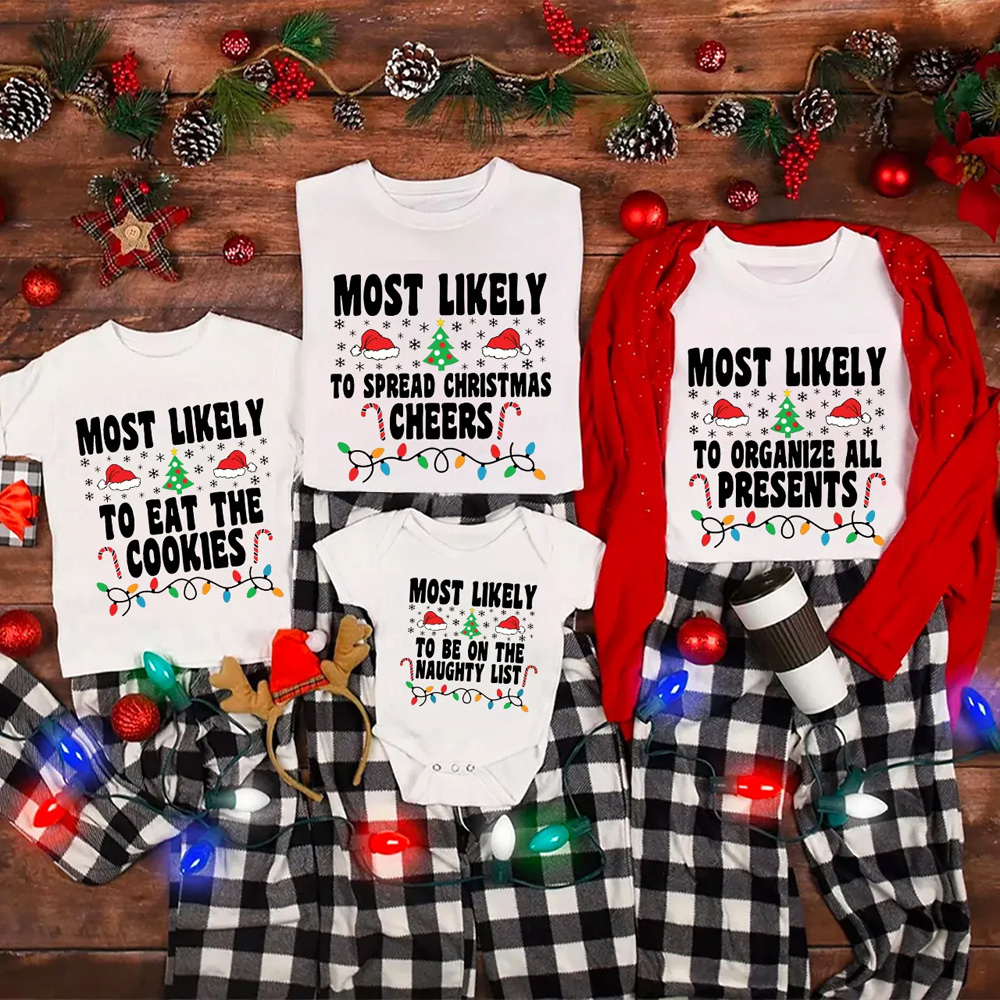 Most Likely To Light Tree Family Matching T-Shirts