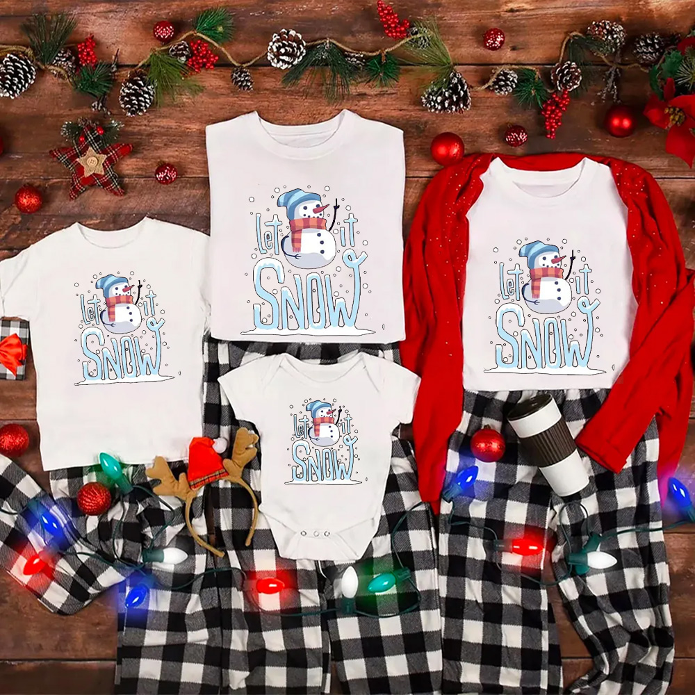 Christmas Snowman Let It Snow Family Shirts