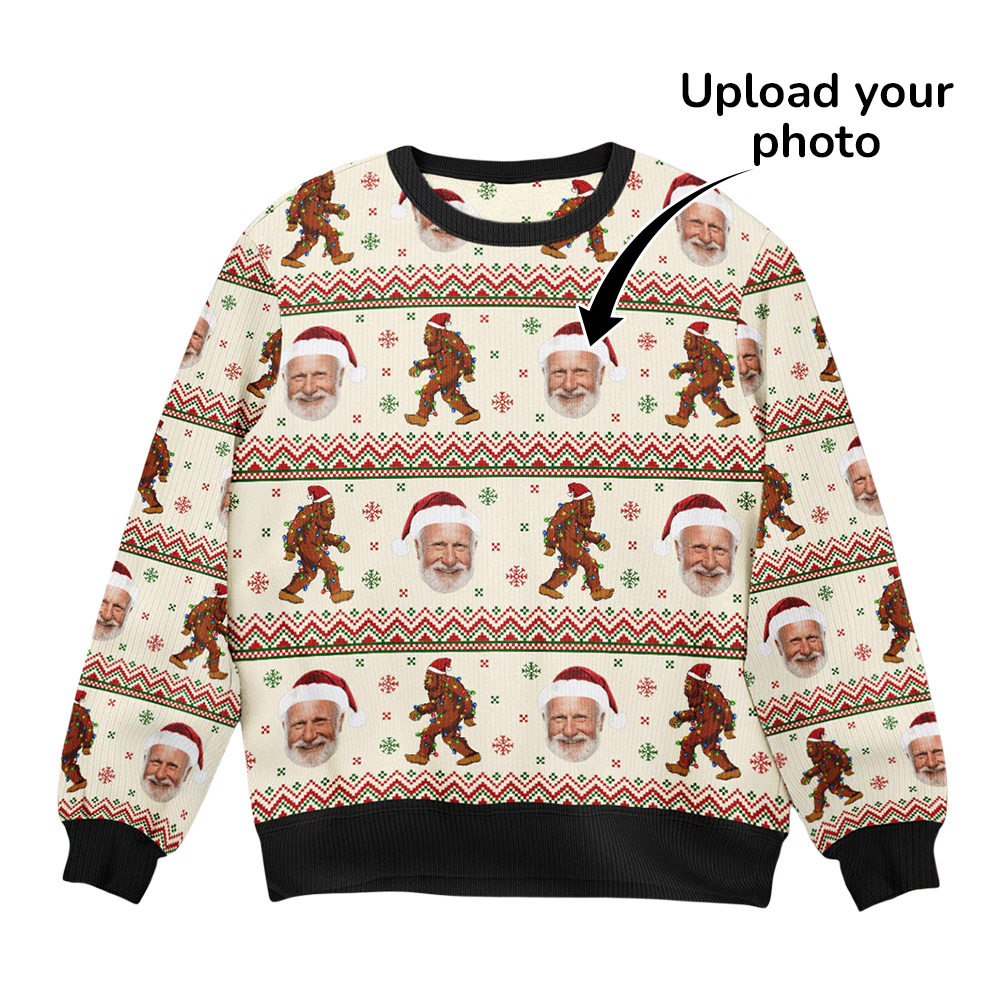 Bigfoot Custom Photo - Personalized Ugly Christmas Sweater