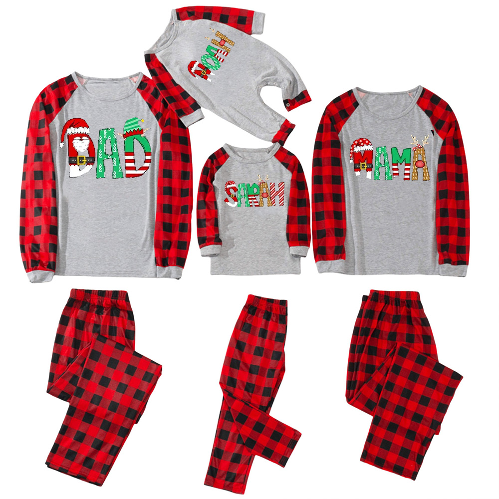 Personalized Cartoon Font Santa Family Matching Pajamas