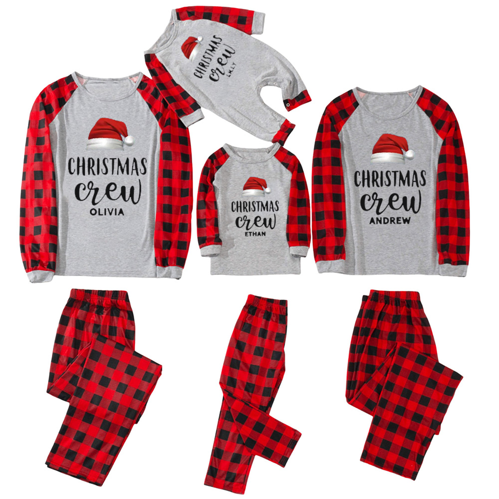 Personalized Christmas Crew Hat Family Matching Blue Pajamas