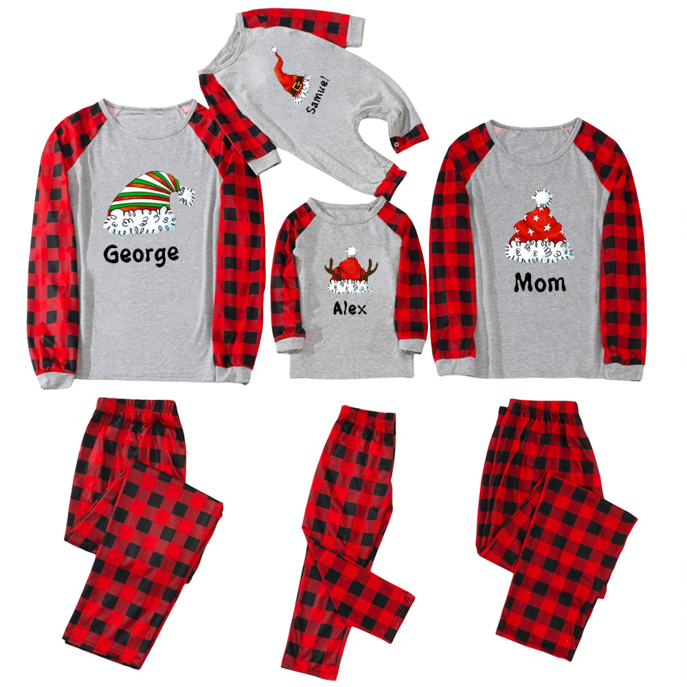 Personalized Cute Christmas Hat With Customized Name Matching Pajamas