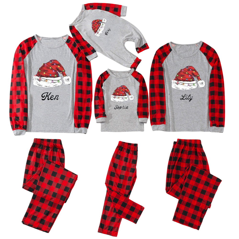 Personalized Merry Christmas Hat Family Matching Pajamas