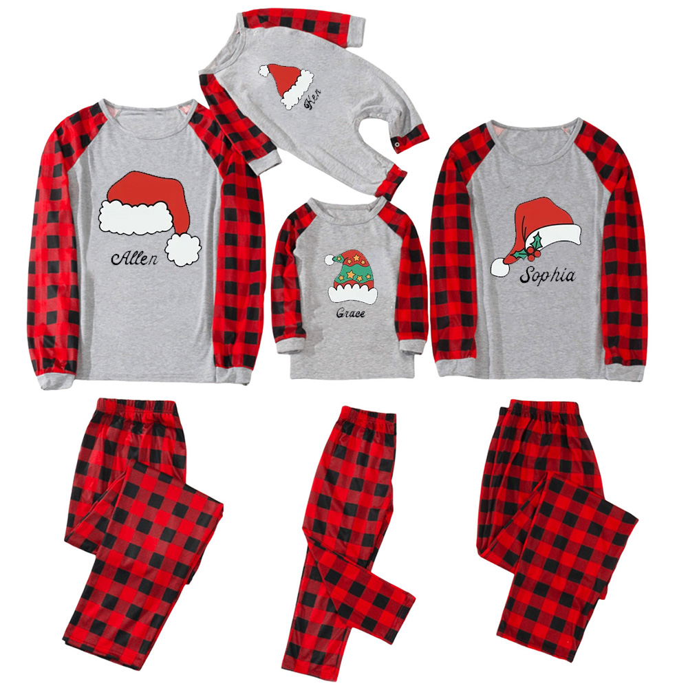 Personalized Santa Hat Christmas Family Matching Pajamas