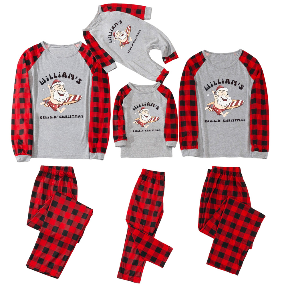 Santa Claus Surfing On the Beach Family Matching Pajamas
