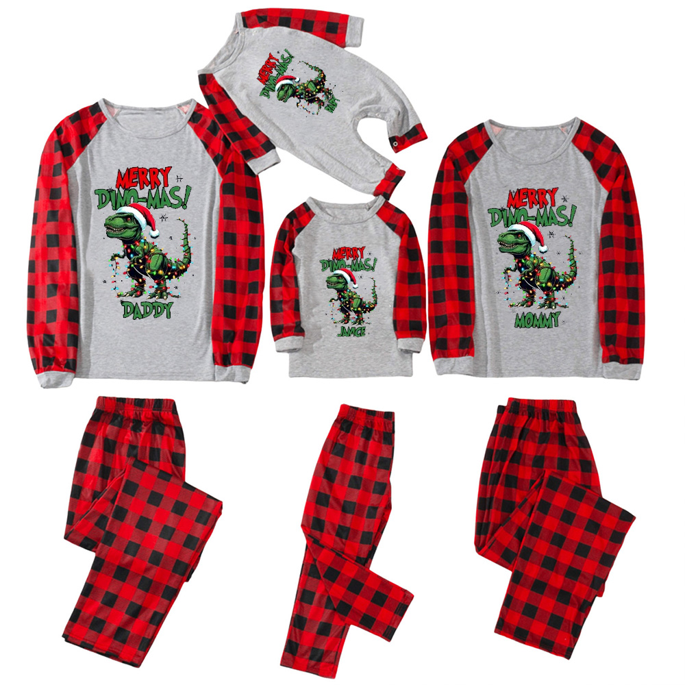 Personalized Christmas Dinosaur Family Matching Pajamas