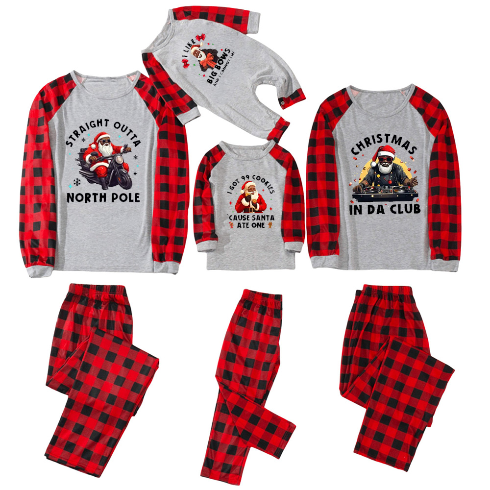 Black Santa Family Christmas Matching Pajamas