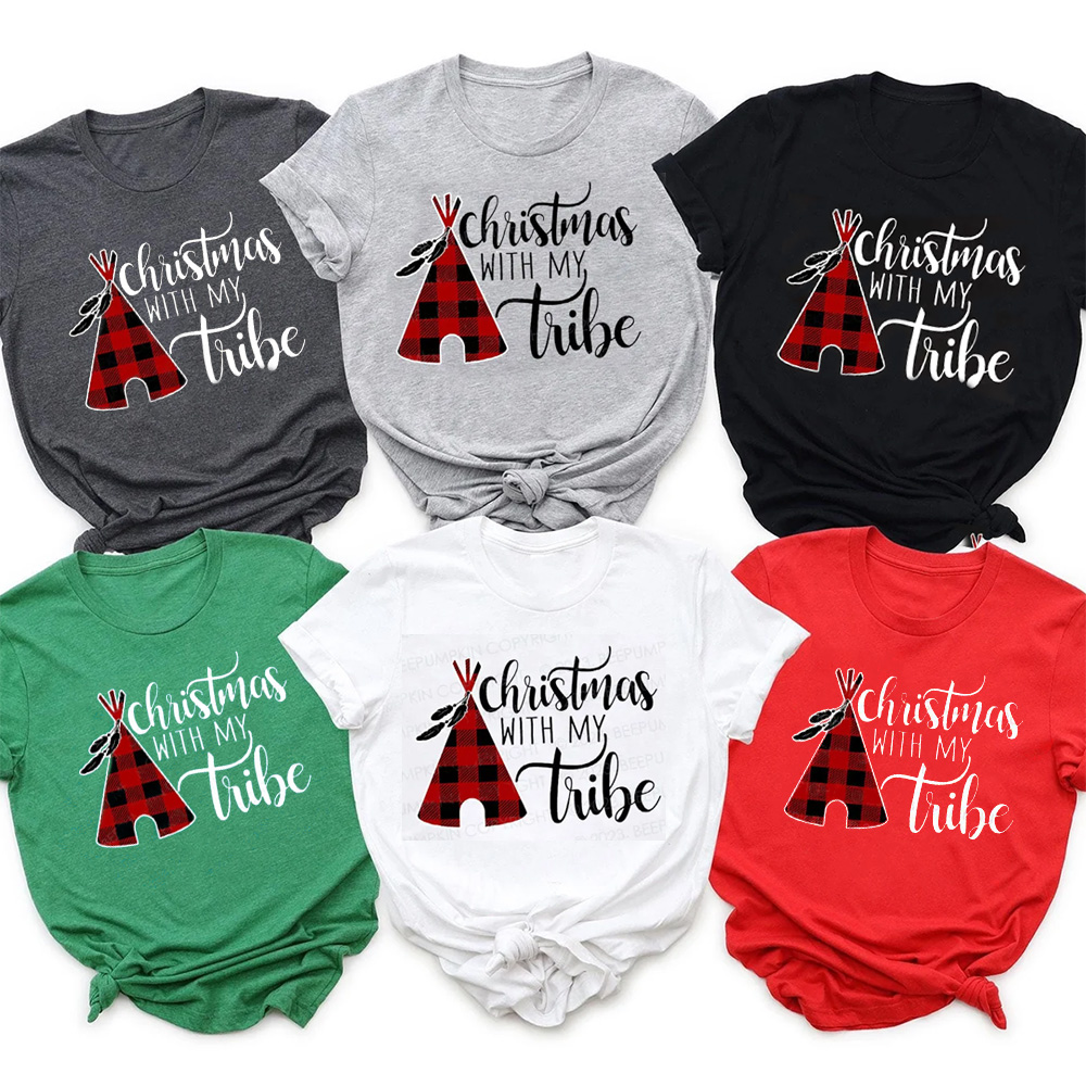 Christmas With My Tribe Family Matching Shirts