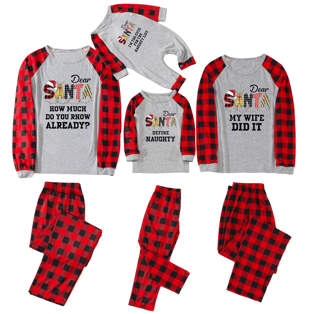 Dear Santa Spelling Design Christmas Matching Pajamas