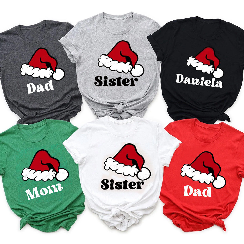 Santa Hat Personalized Matching Family Shirts