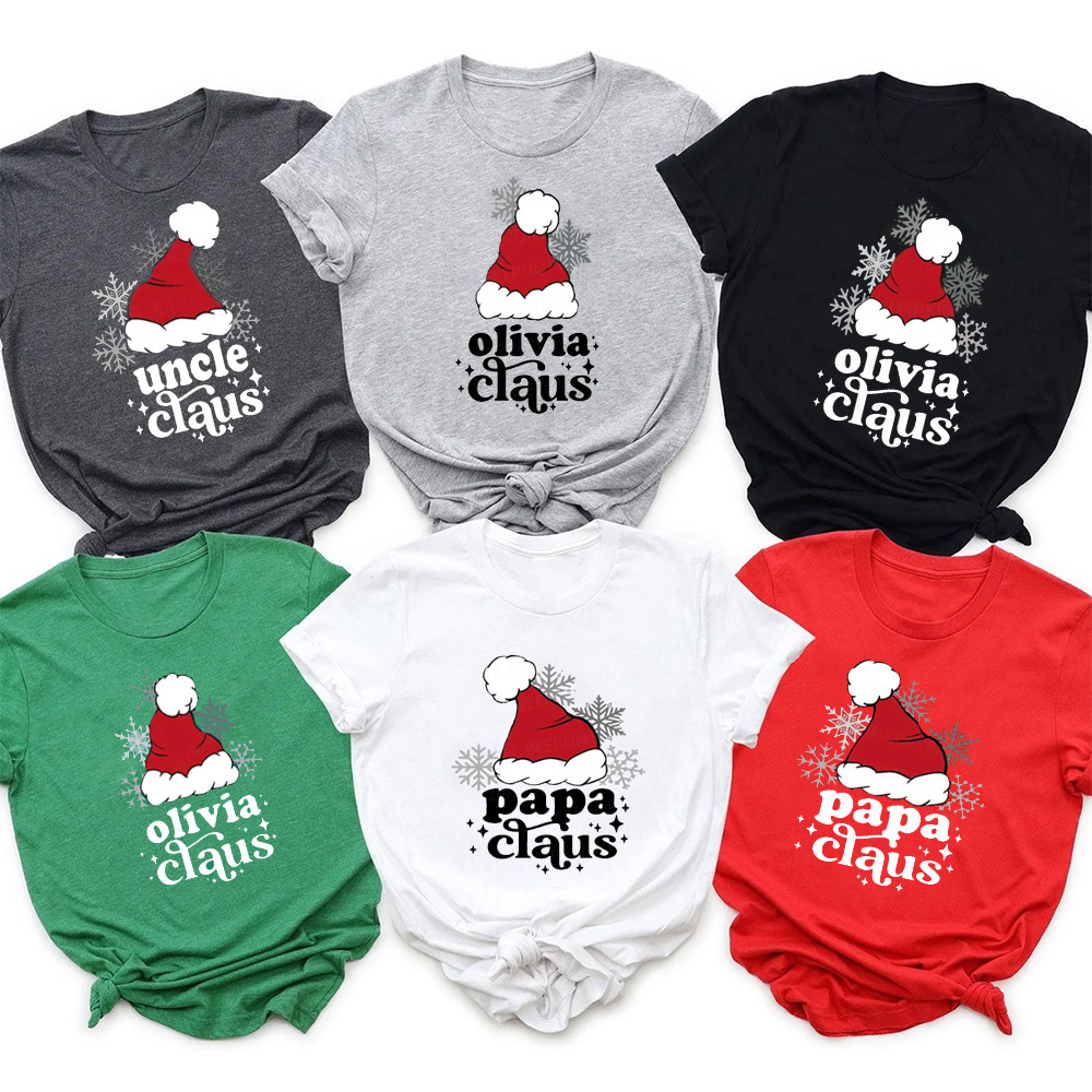 Personalized Santa Claus Hat Family Matching T-Shirts