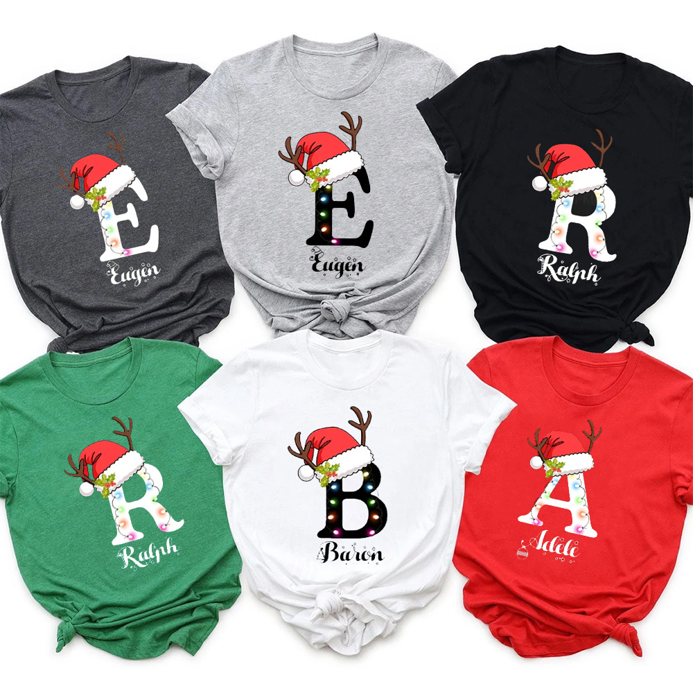 Personalized String Lights Letter Family Matching T-Shirts