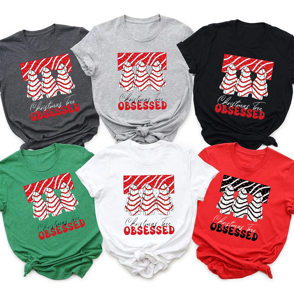 Christmas Tree Junkie Obsessed Retro Matching Shirts