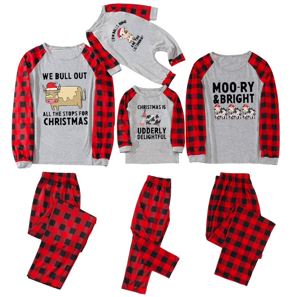 Funny Matching Family Cow Farm Christmas Pajamas