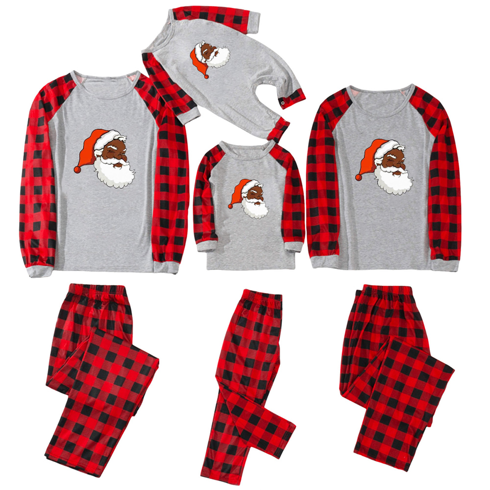 Santa African American Family Matching Christmas Pajamas