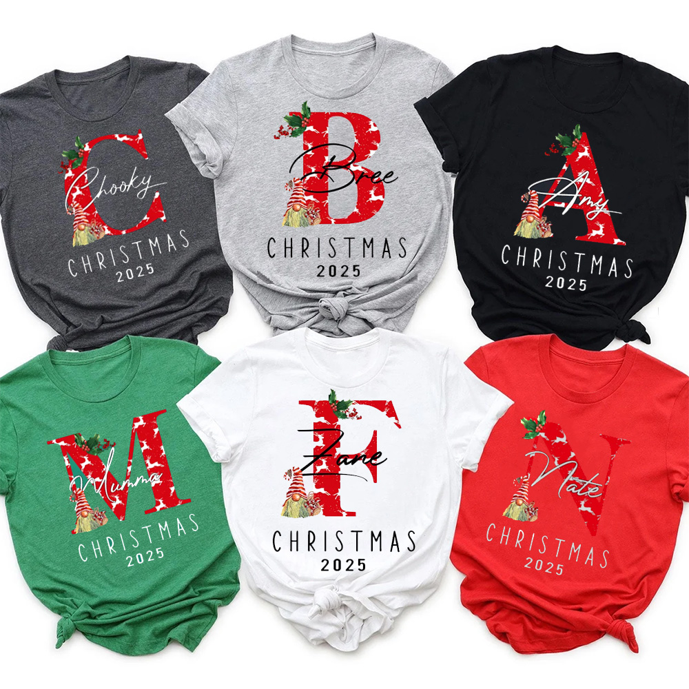 Personalized Monogrammed 2025 Family Christmas Gift Shirt