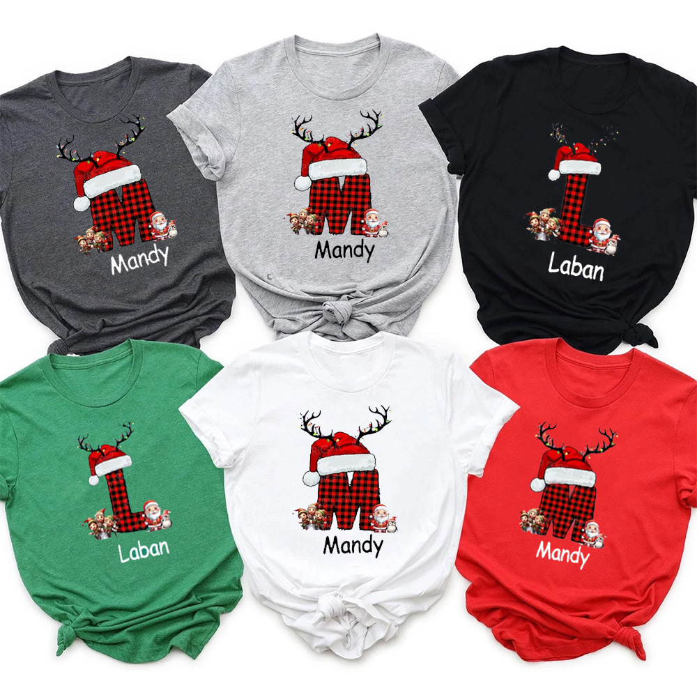 Monogrammed Family Customized Name Christmas Matching Shirts