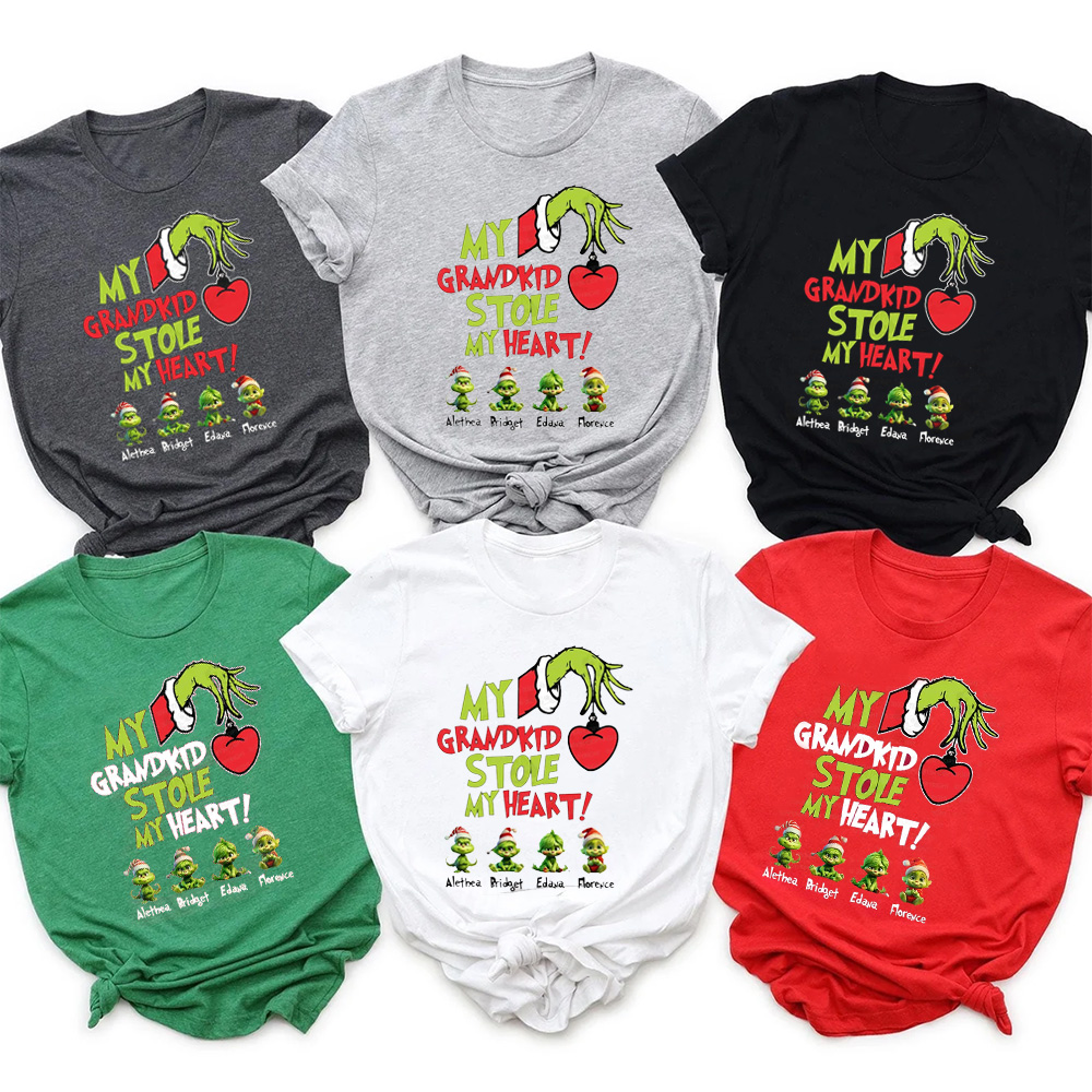 CUSTOM Christmas Mama Heart Kid Name T-Shirts