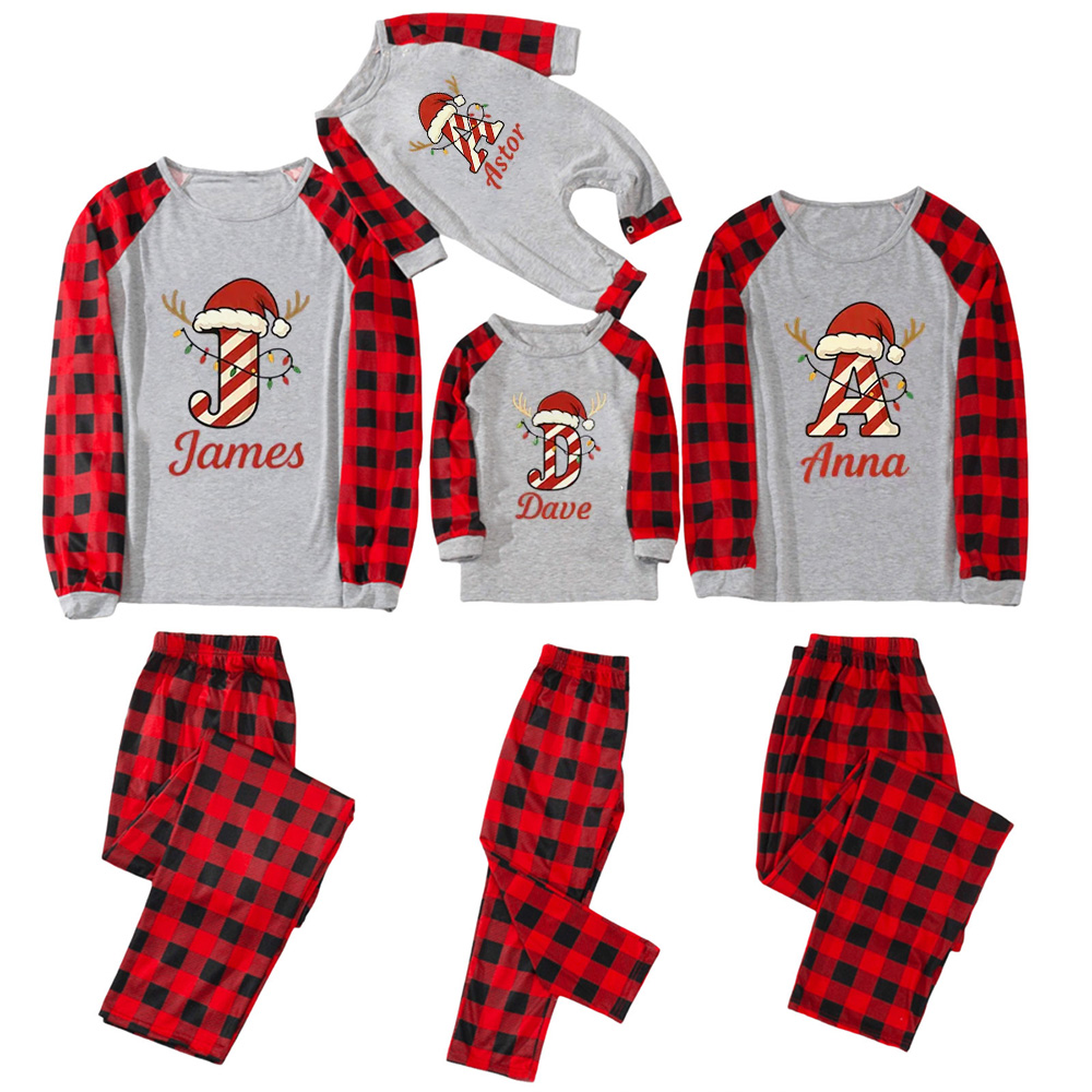 Personalized Candy Cane Name Family Matching Pajamas