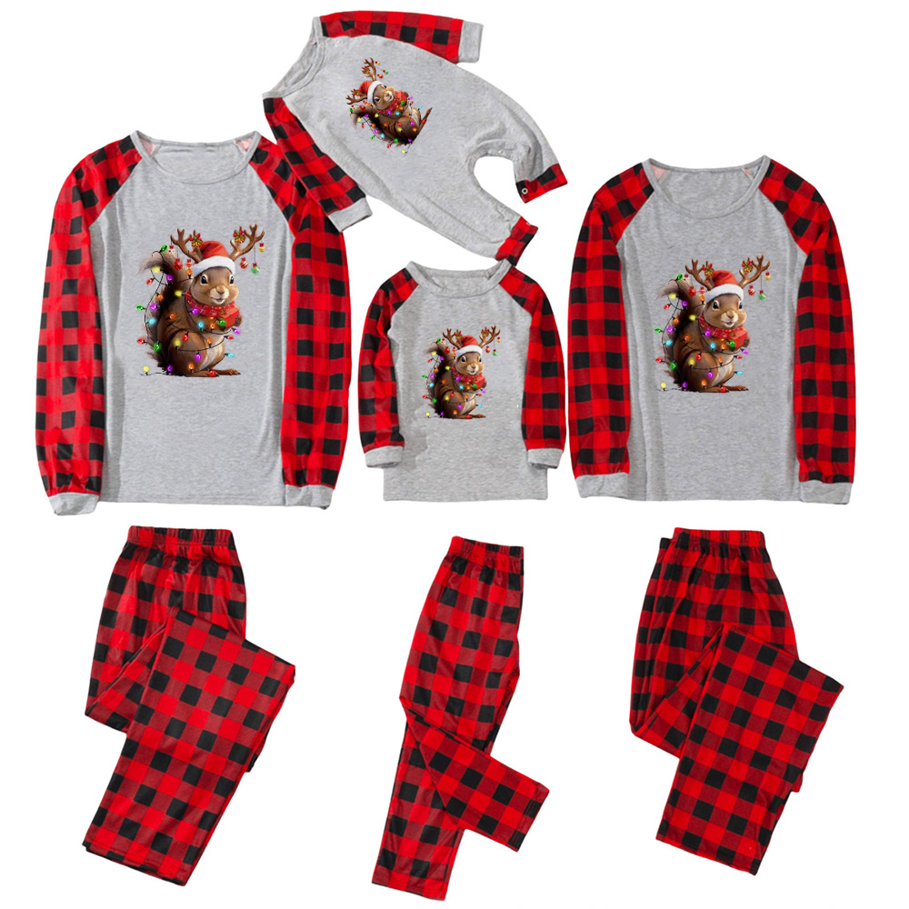 Squirrel Christmas Lights Christmas Family Matching Pajamas