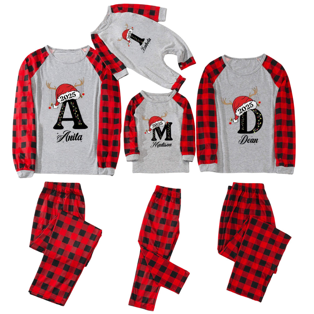 Personalized Holiday Monogrammed Name Family Matching Pajamas