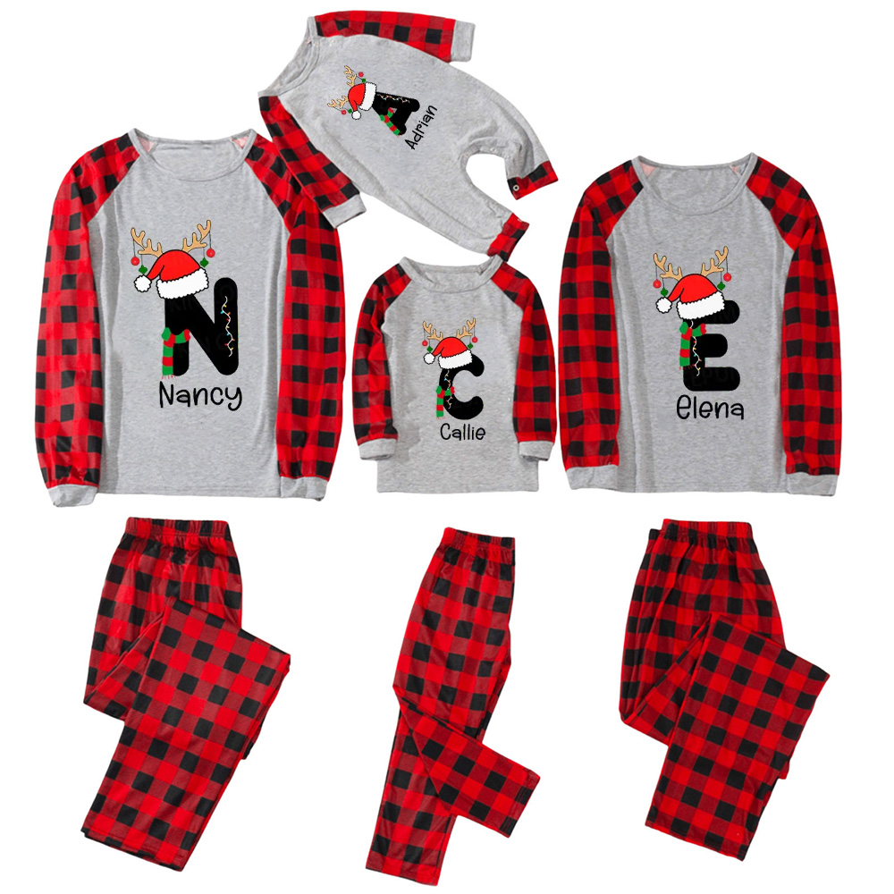 Personalized Christmas Alphabet Name Family Matching Pajamas