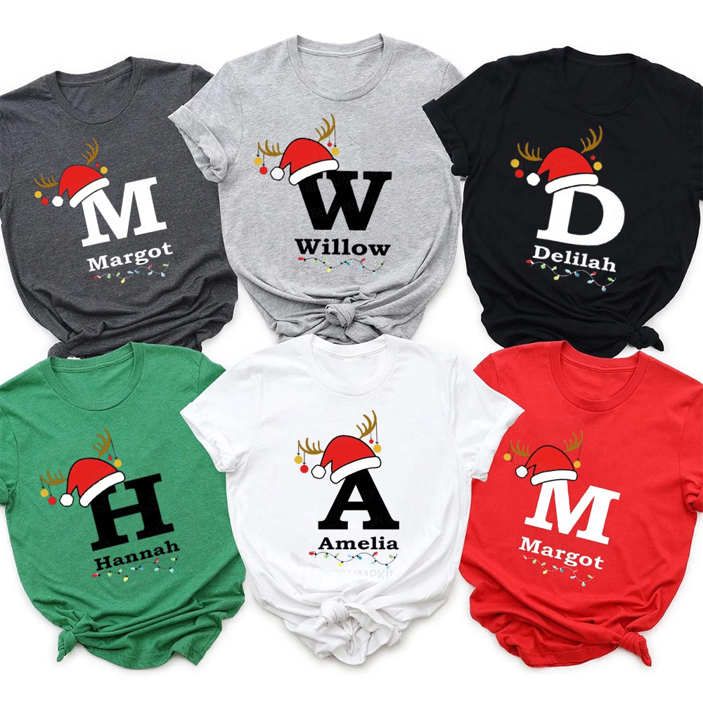 Personalized Christmas Alphabet Family Matching T-Shirts