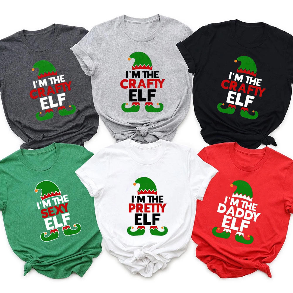Personalized Funny Elf Christmas Family Matching T-Shirts