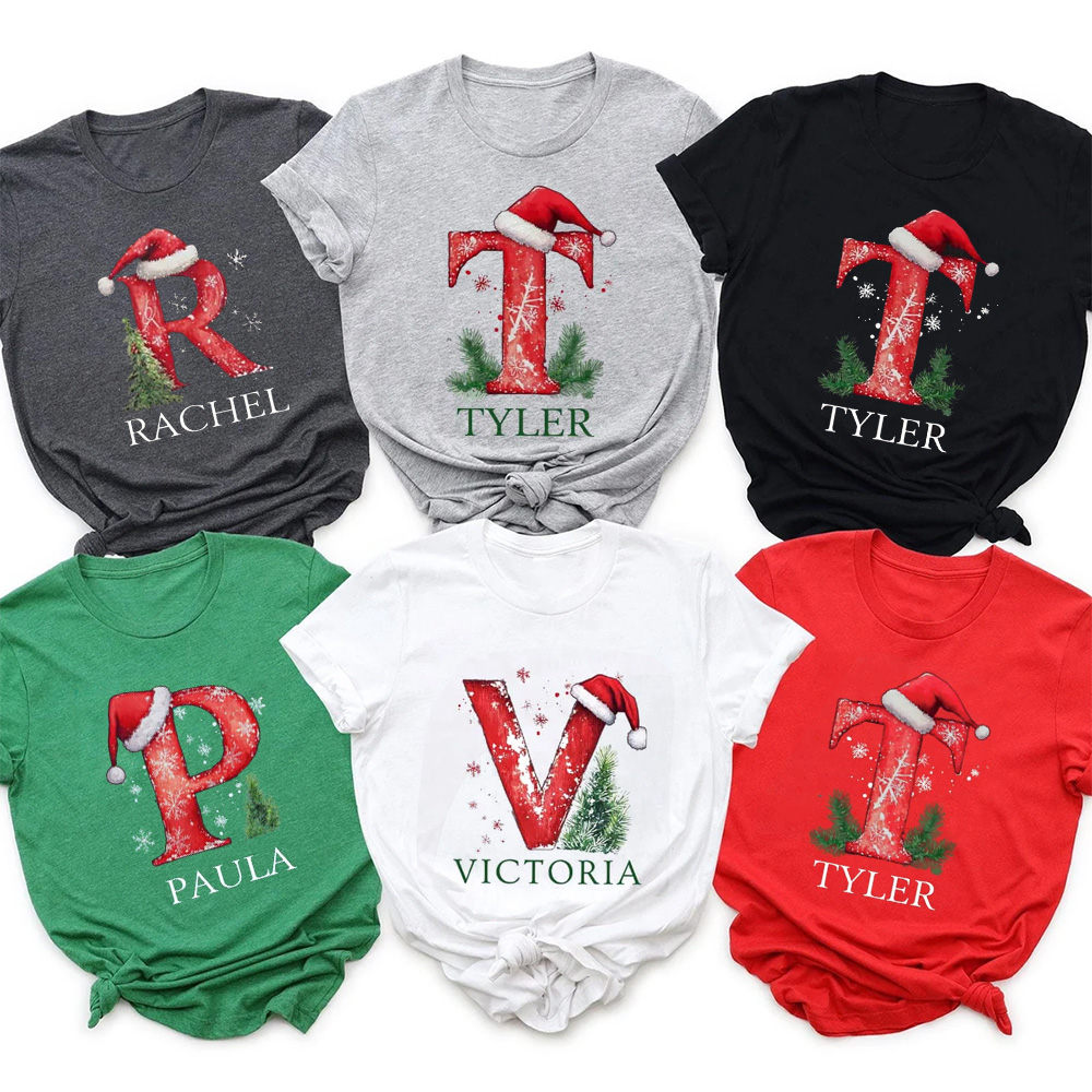 Personalized Winter Wonderland Letters Family Matching T-Shirts