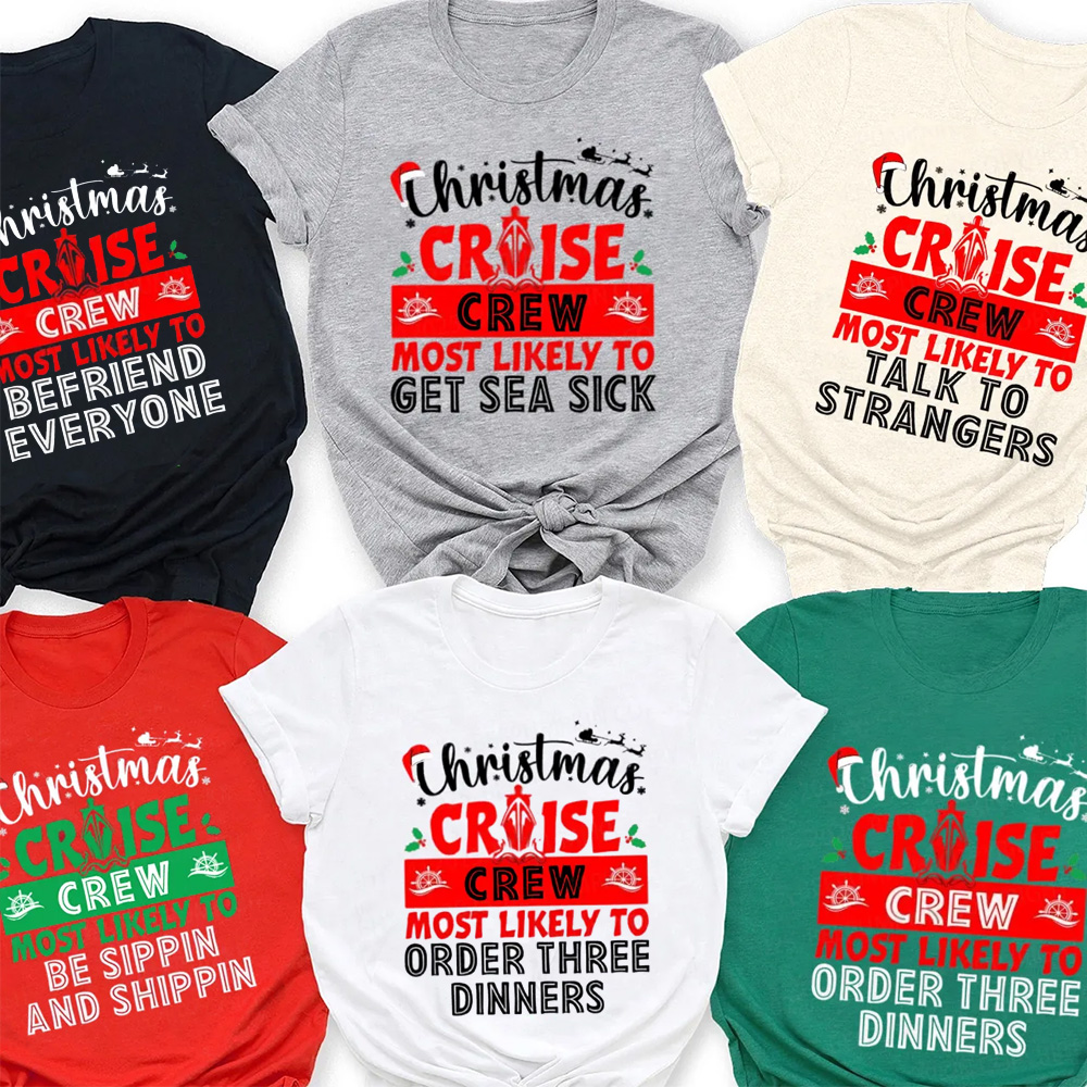 Personalized Christmas Cruise Crew Family Matching T-Shirts