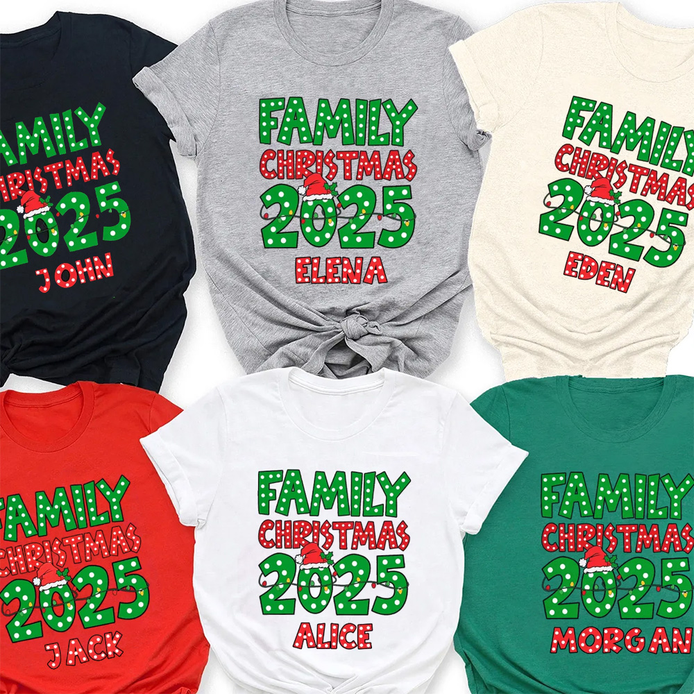 Personalized Christmas Neon Family Matching T-Shirts