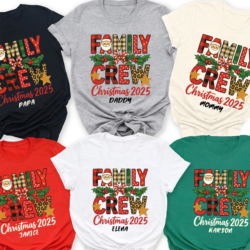 Personalized Christmas 2025 Crew Family Matching T-Shirts