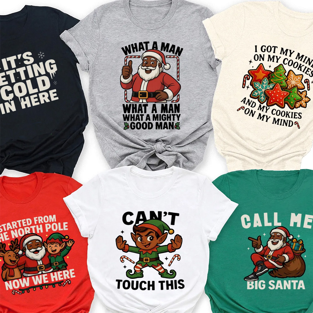 Personalized Brown Santa Christmas Family Matching T-Shirts