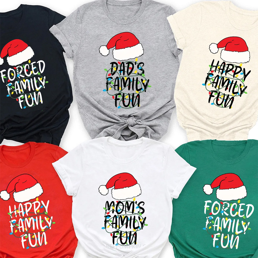 Personalized Forced Family Fun Christmas Matching T-Shirts