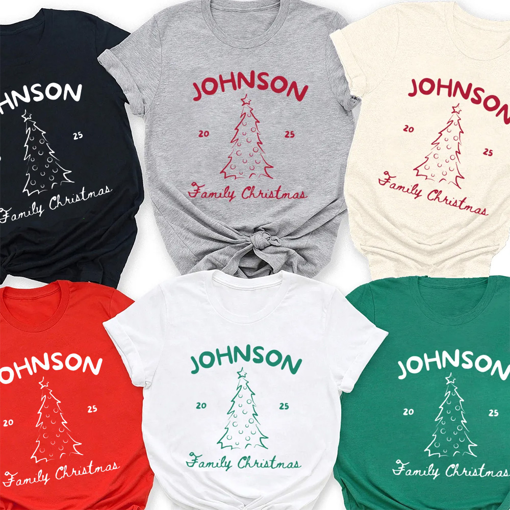 Personalized 2025 Family Name Christmas Matching T-Shirts