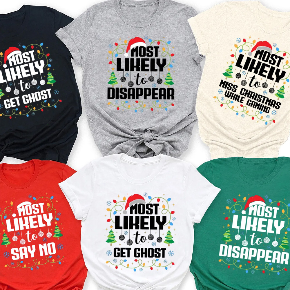 Personalized 27 Most Likely To Christmas Family Matching T-Shirts