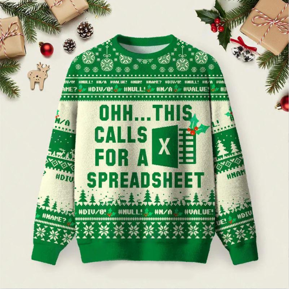 Ohh...This Calls for a Spreadsheet Ugly Christmas Fuzzy Fleece Sweatshirt-Excel