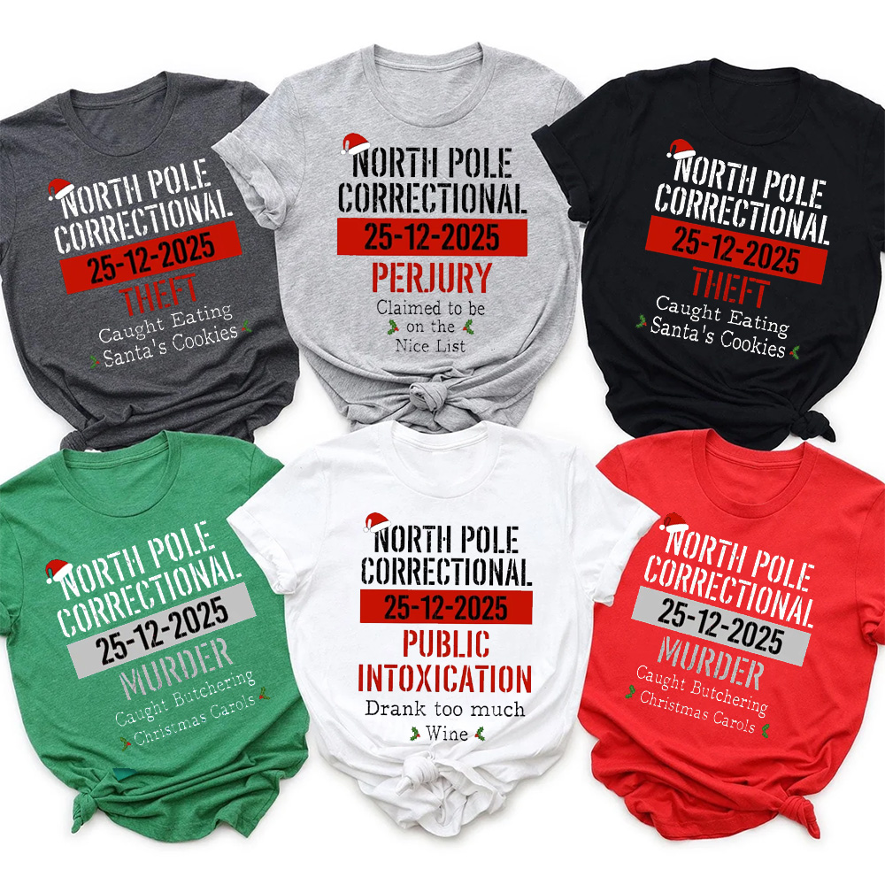 Funny Group Christmas North Pole Correctional Matching T-shirts