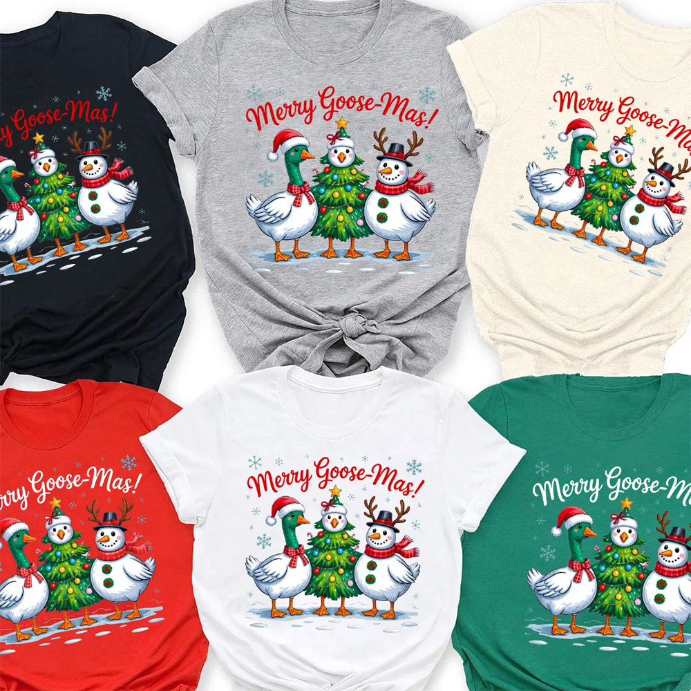Funny Christmas Goose Christmas Family Matching T-Shirts
